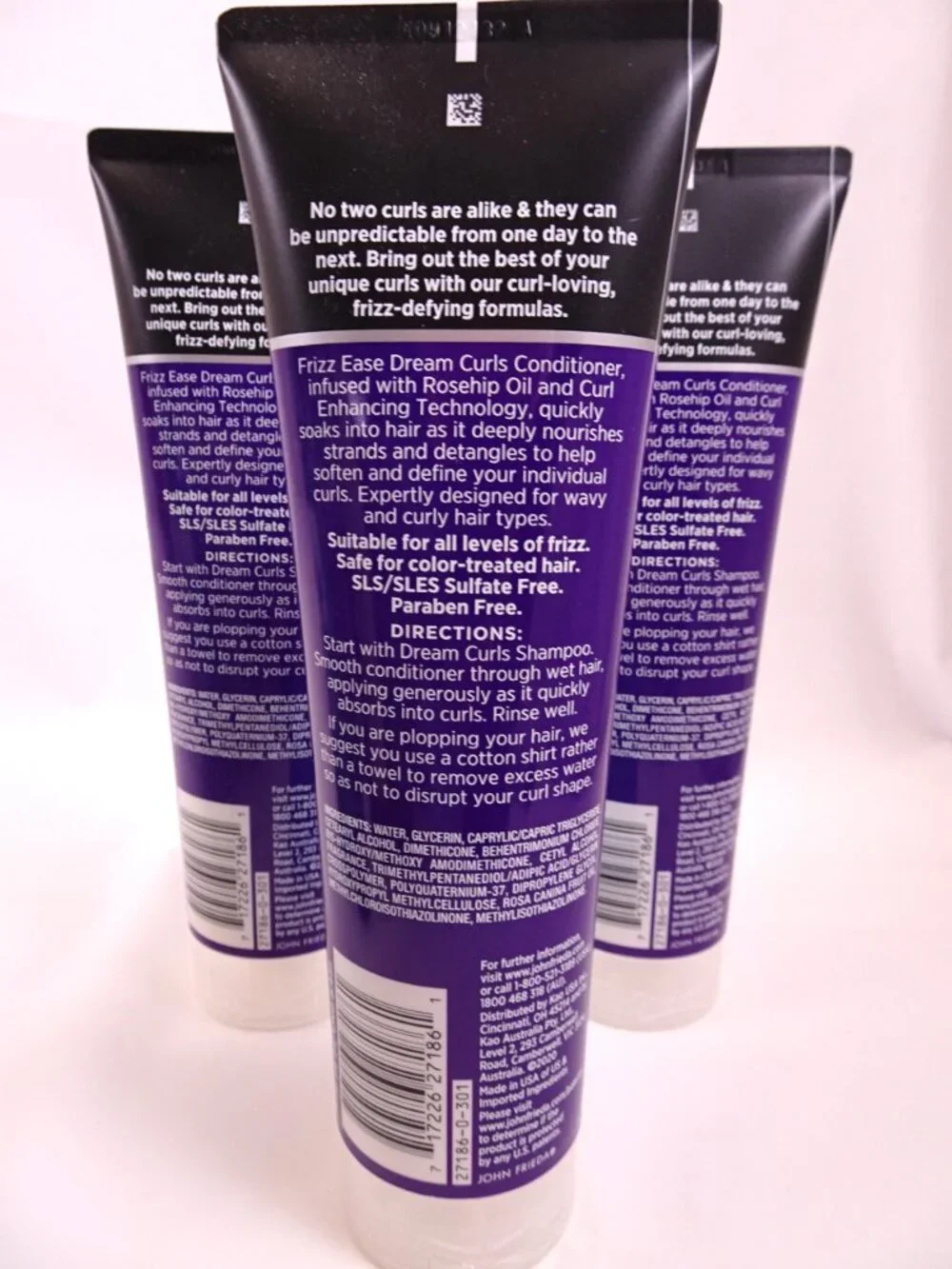 Lot 3 John Frieda Dream Curls Conditioner Frizz Ease New SLS/SLES Sulfate Free